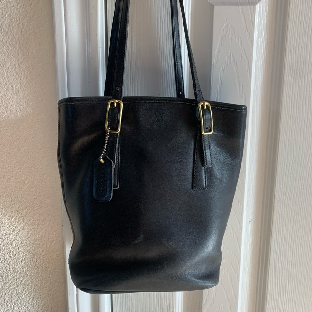 Vintage Coach 9803 Shoulder Bag Tote Bag Black Leather